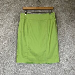 Talbots Skirt Womens 12 Green Cotton Blend Pencil Back Zip Lined- 3975